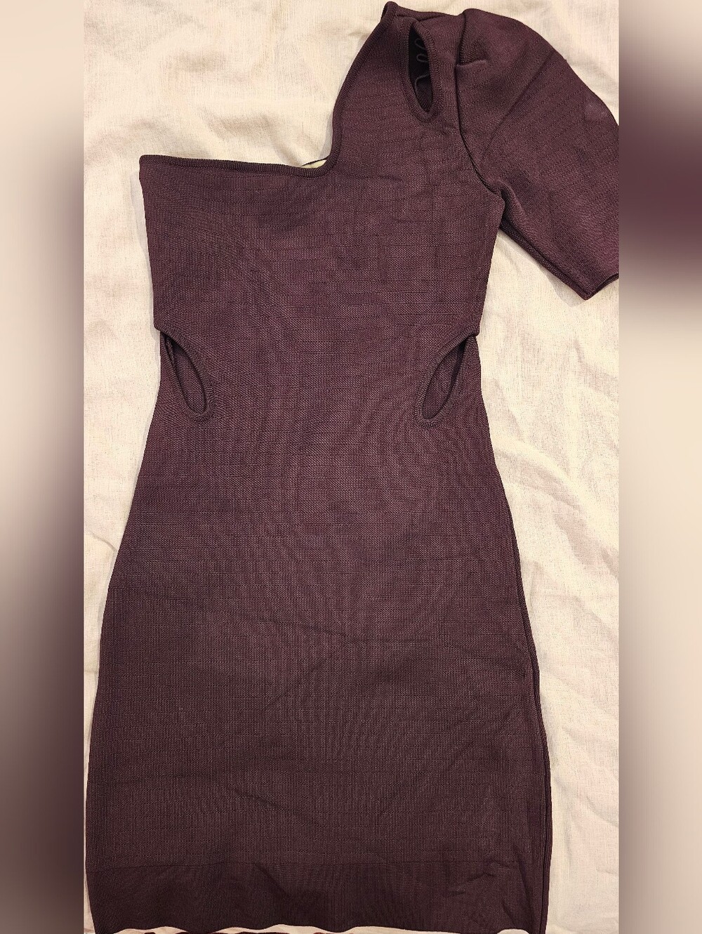 Asymmetric One-Shoulder Bodycon Dress in Plum